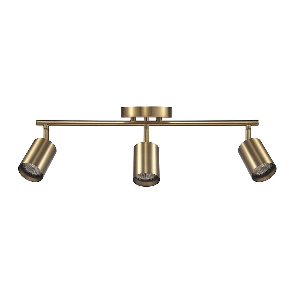 21" 3-Light Matte Brass Track Lighting with Pivoting Track Heads, 91007988