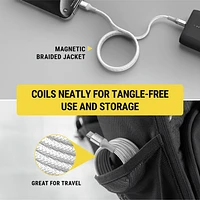 Scosche CCBM6WT-SP Strikeline 60W Magnetic USB-C to USB-C 6 Ft Braided Charging Cable White, USB-C/USB-C 6ft Mag Cbl