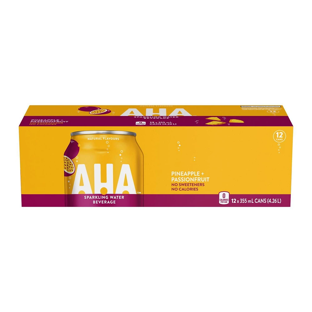 AHA Pineapple + Passionfruit Fridge Pack Cans, 355 mL, 12 Pack, 355 mL