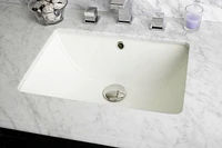 18.25-in. W Rectangle Bathroom Undermount Sink Set In Biscuit - Chrome Hardware - Overflow Drain Incl. AI-20589