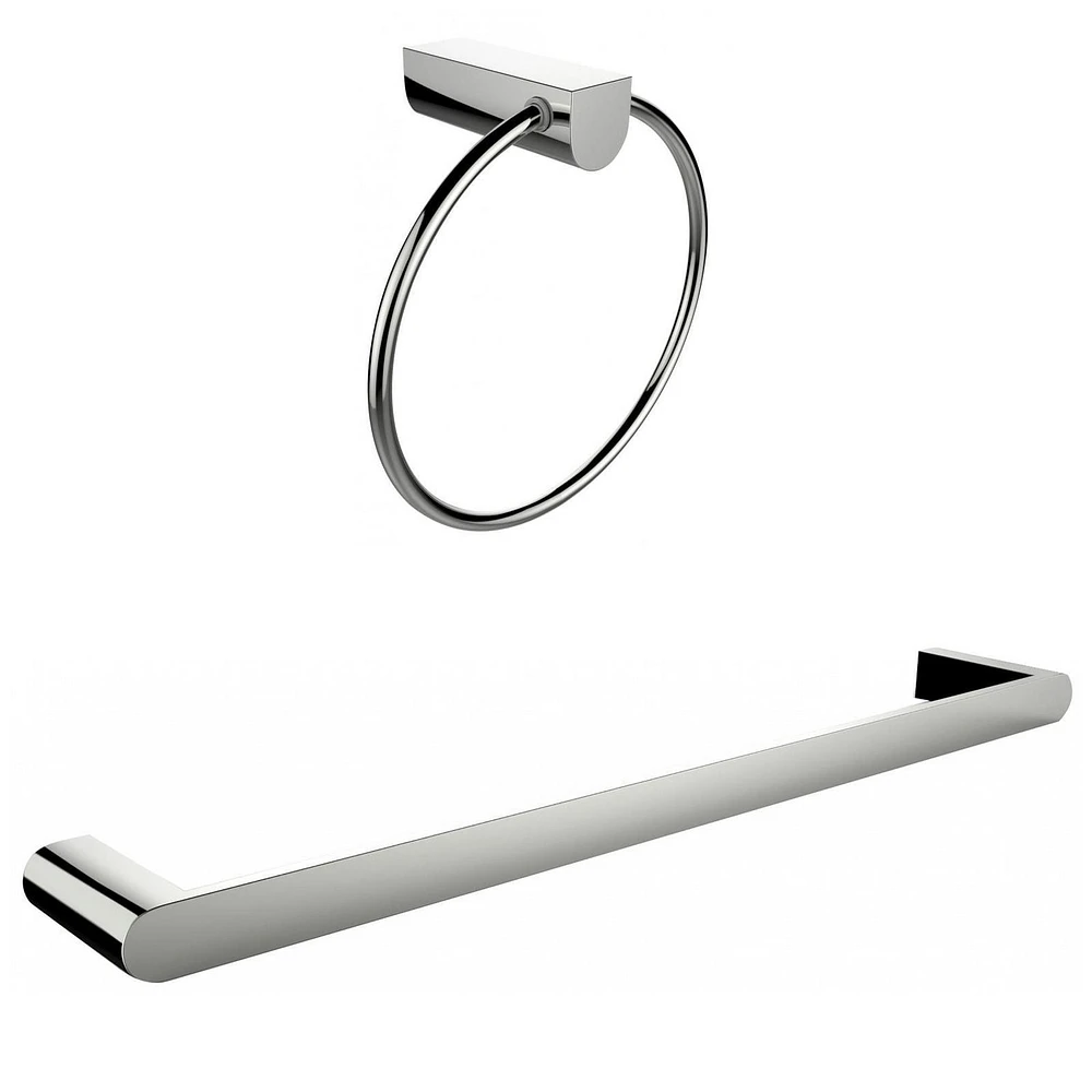 Anneau porte-serviettes chromé avec ensemble d'accessoires pour porte-serviettes à tige unique AI-13365
