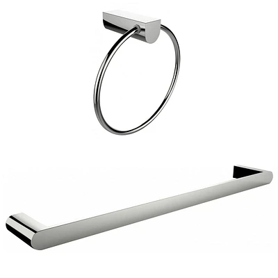 Anneau porte-serviettes chromé avec ensemble d'accessoires pour porte-serviettes à tige unique AI-13365