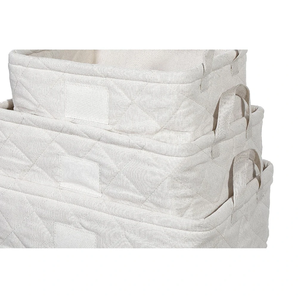 Panier De Rangement Matelassé 3Pc Nibling Avec Poignées (Beige)