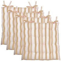 Ensemble de coussins de chaise à rayures Broadway Fabstyles de 4 coussins de chaise de patio extérieurs épais 16 "x 16" parfait pour la salle à manger, la cuisine, le bureau capitonné en tissu de coto