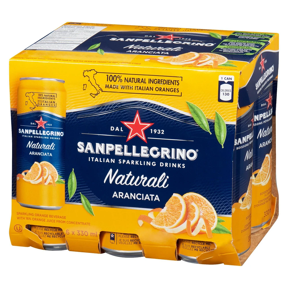 San Pellegrino Naturali Aranciata Sparkling Orange Beverage 6 x 330mL, 6 x 330mL