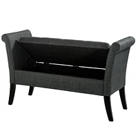 Banc de rangement Antonio avec bras en volute, gris foncé
