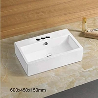 American Imaginations -in. W Above Counter White Bathroom Vessel Sink For 3H4-in. Center Drilling AI