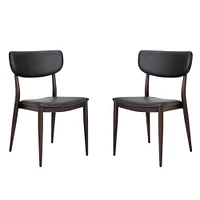 Chaise de salle à manger en similicuir PU Sammy en gris avec cadre en métal noir, Chaise de salle à manger latérale, Chaise sans accoudoirs Ensemble 2