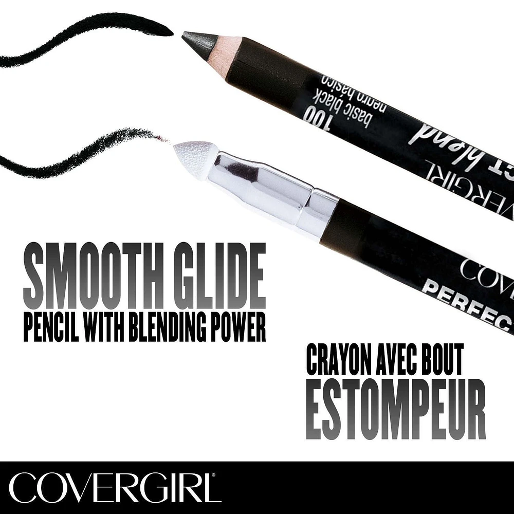 COVERGIRL Perfect Blend Eye Pencil, defined look, precise line, smoky look, plush blender tip, smooth application, 100% Cruelty-Free