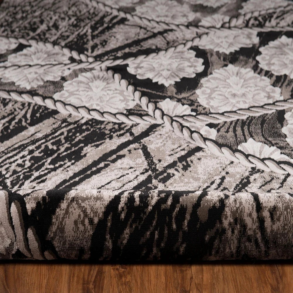 Tapis Bijou Ybor marron et noir de 5 pi x 7 pi 6 po