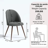 Homycasa Lot de 2 chaises de salle à manger – Rembourrage en tissu à dossier haut pour îlot de cuisine et salle à manger