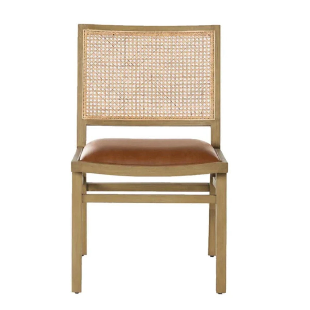 Antonella Cane Chair SET OF 2 with PU upholstery seat and rattan cane back