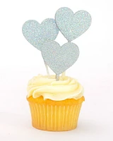 Gartner Studios Silver Glitter Heart Cake Picks, 6 Count