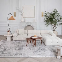 Rug Branch Atlas Scandinavian Indoor Area Rug, Grey Beige, Distressed - Living Room, Bedroom, Dining Room, and Kitchen