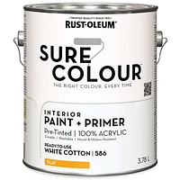 Rust-Oleum Sure Colour™ Peinture + Apprêt, Intérieur Mat, Coton Blanc 3,78L 3,78L