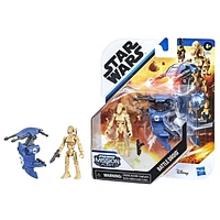 Star Wars Mission Fleet, droïde de combat Destruction, classe équipement, figurine articulée de 6 cm avec véhicule, pour enfants, dès 4 ans
