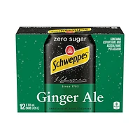 Schweppes Ginger Ale Zero Sugar, 12 x 355 mL cans, 12x355mL