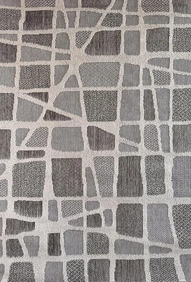 Tapis d'interieur exterieur abstrait Rug Branch Hogar, gris creme, moderne - Salon, chambre, salle a manger et cuisine