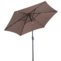 Sun-Ray 9' Round Solar Lighted Umbrella - Cocoa