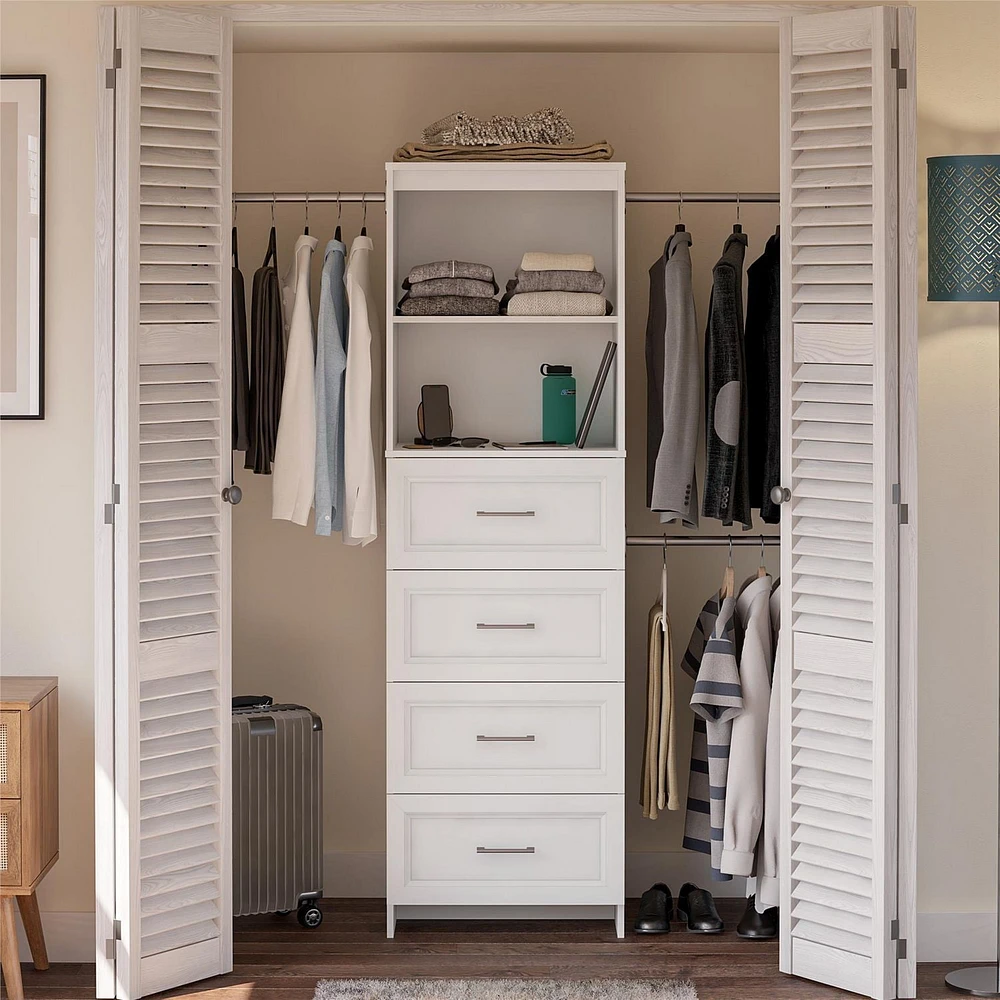 Systembuild Evolution Nevaeh Ridge 4 Drawer Closet Storage, White