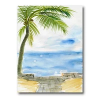 Designart Palm Beach Resort à l'aube II Art mural sur toile