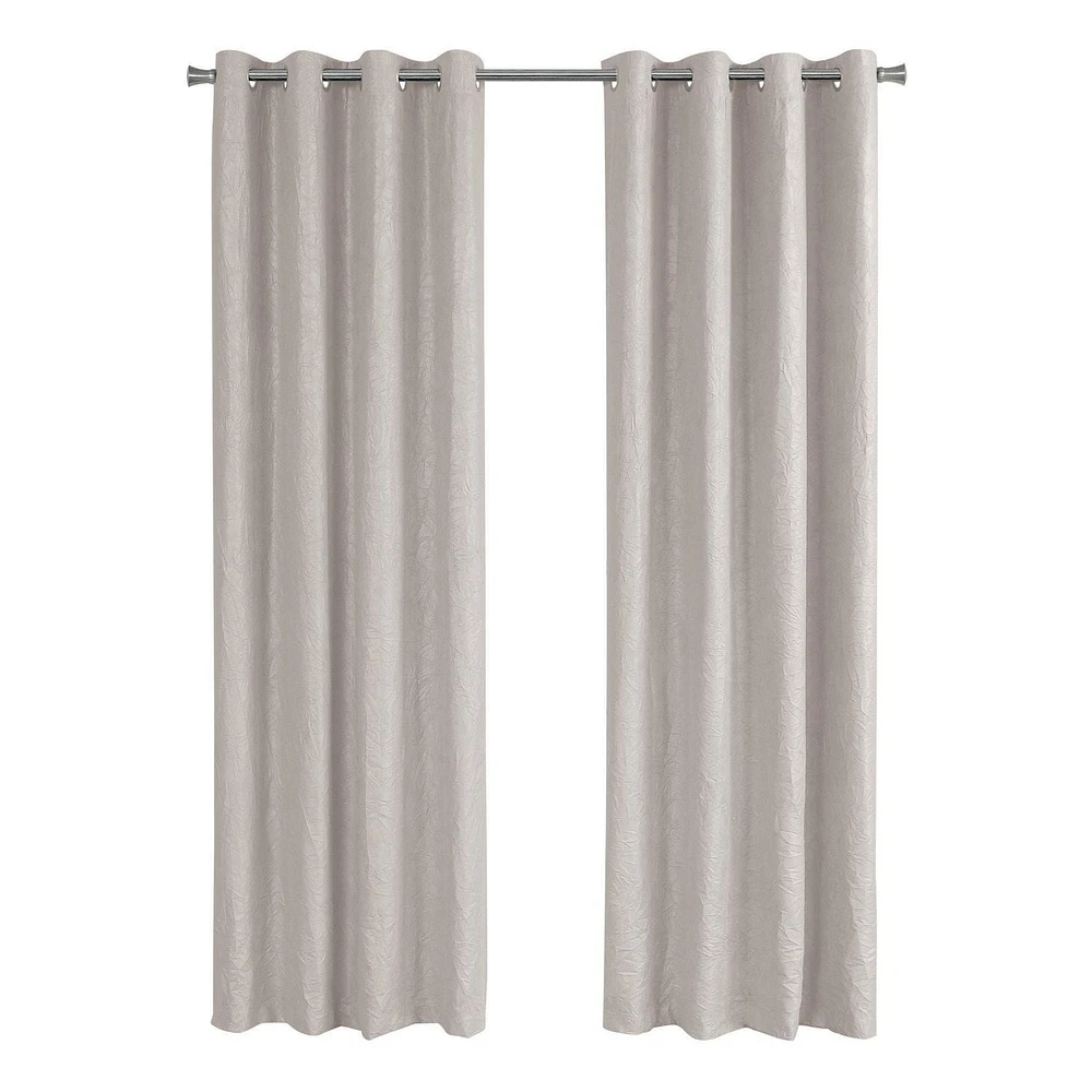 Monarch Specialties Curtain Panel, 2pcs Set, 54"w X 95"l, Room Darkening, Grommet, Living Room, Bedroom, Kitchen, Micro Suede, Polyester, Beige, Contemporary, Modern