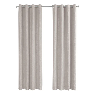 Monarch Specialties Curtain Panel, 2pcs Set, 54"w X 95"l, Room Darkening, Grommet, Living Room, Bedroom, Kitchen, Micro Suede, Polyester, Beige, Contemporary, Modern