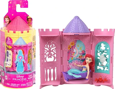 Princesses Disney Tourelle Surprise Petite poupée, 5 surprises