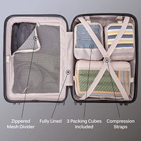 Ensemble de Bagages Rigides 5 Pièces : Valise Spinner 28", Bagage à main 20" et 3 Cubes de Rangement