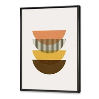 Designart Abstract Geometric Half Moons In Earth Tones FLOAT FRAME WALL ART
