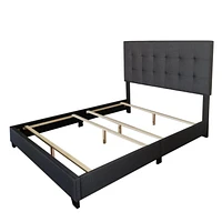 Grand lit moderne de 60 po revêtu de tissu, charbon