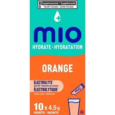 Hydrate Aromatisant D'Eau Liquide Orange Avec Électrolytes, 5 G Paquets, 10 Ct Boîte Mio hydrater orange 3.8G X 10