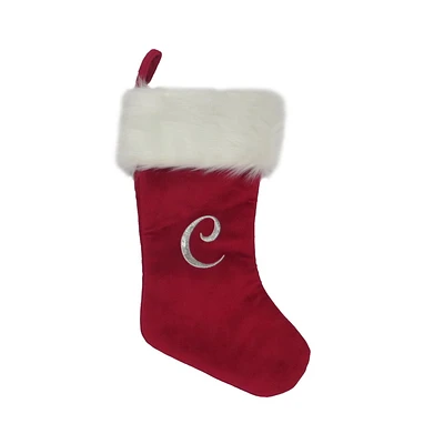 Bas de Noël en velour Holiday time à monogramme "C"