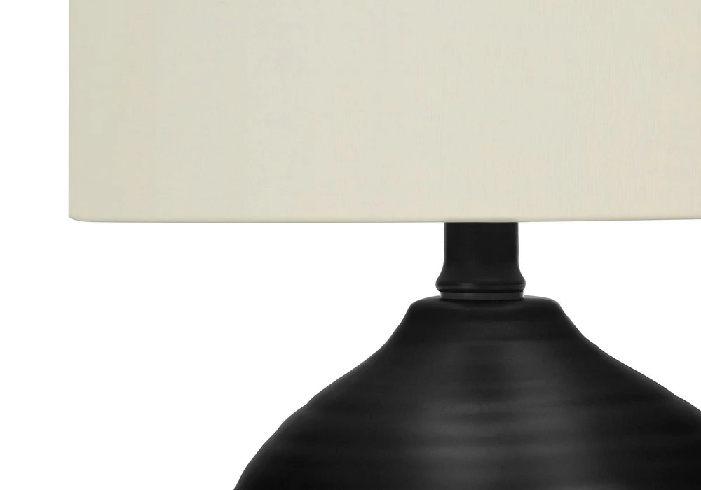 Monarch Specialties  Luminaire, 17"h, Lampe De Table, Noir Céramique, Teinte Ivoire / Crème, Transitionnel