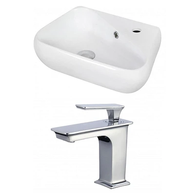 American Imaginations 17.5-in. W Above Counter White Bathroom Vessel Sink Set For 1 Hole Right Faucet AI