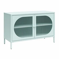 Mr. Kate Luna Large armoire d'appoint à 2 portes avec verre cannelé, bleu ciel