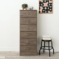 Prepac Astrid 6-Drawer Tall Chest, Drifted Gray