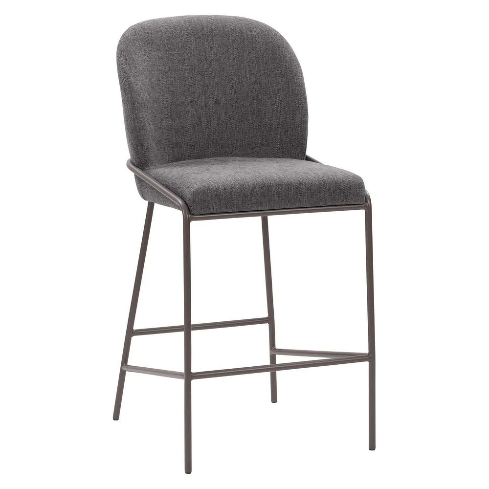 CorLiving Blakeley Tabouret de bar moderne rembourré à hauteur de comptoir avec pieds en métal – Vendu à l'unité – Tabourets de bar de cuisine confortables, tabourets de comptoir de bar et chaises à h