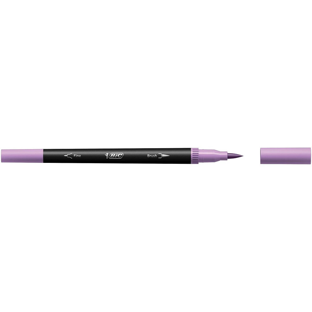 BIC Intensity Dual-Tip Colouring Felt Pens, (0.7 mm) Fine Tip and Flexible Brush in Assorted Pastel Tones, 6 Count, 6 Count