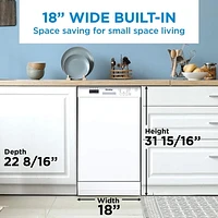 Danby DDW18D1EW Lave-vaisselle encastré de 18 po de largeur en Blanc