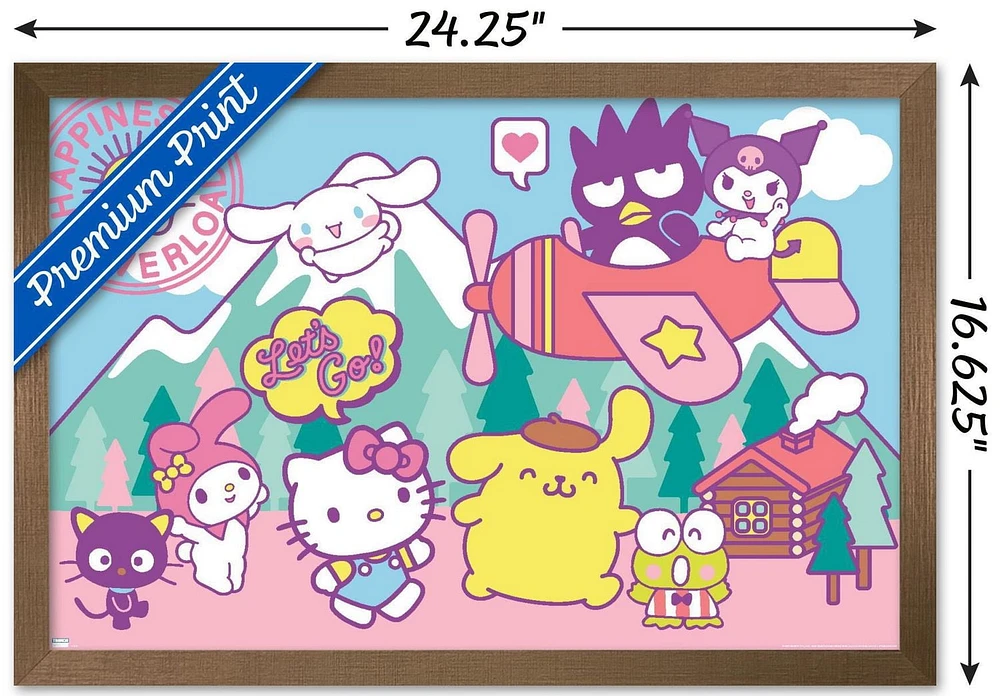 Hello Kitty and Friends - Happiness Overload Wall Poster, 14.725" x 22.375" Framed