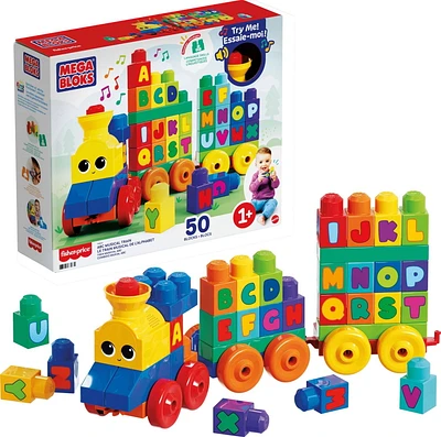 Le Train de l'Alphabet Mega Bloks - 50 Pieces Comprend 50 pièces, 1+ ans
