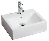 American Imaginations -in. W Wall Mount White Bathroom Vessel Sink Set For 1 Hole Center Faucet AI