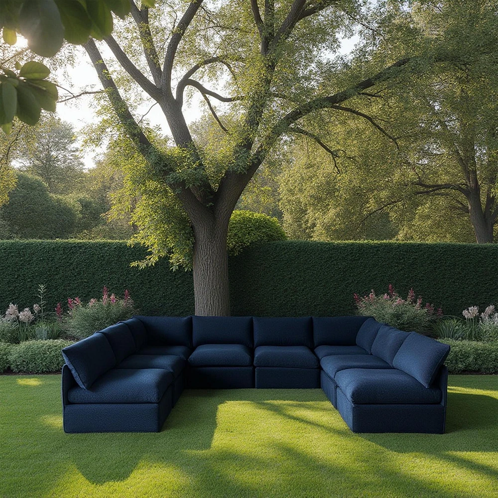 Ensemble de canapés modulaires Flexiform en forme de U de Patioflare, bleu