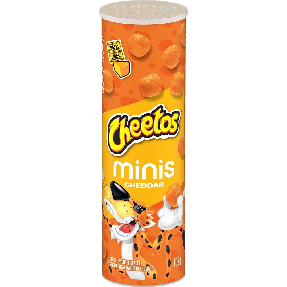 Cheetos Bites Minis Cheddar Cheese Flavoured Snacks - Canister, 102 g.