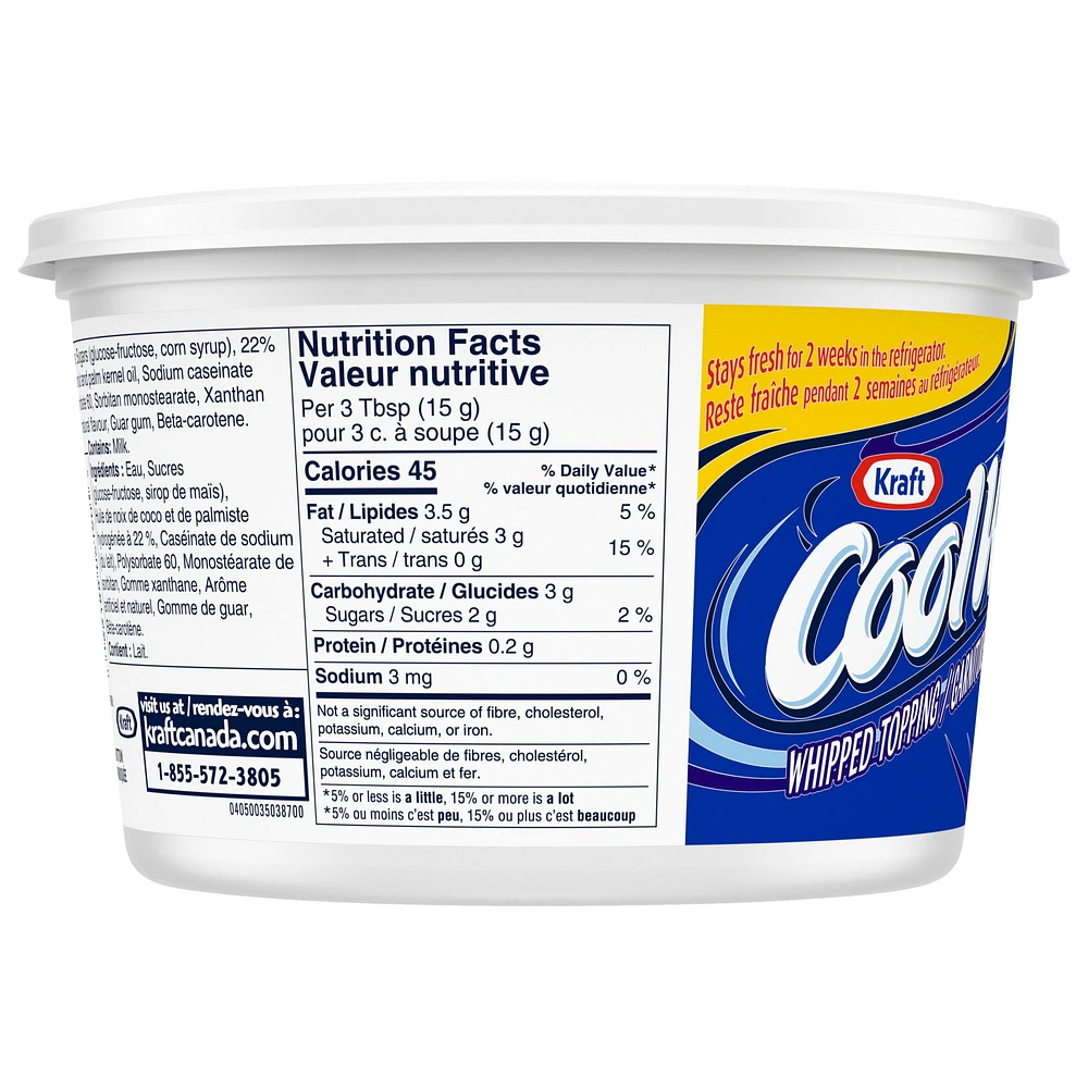 Cool Whip Original Frozen Whipped Topping, 1 L Tub, 1L