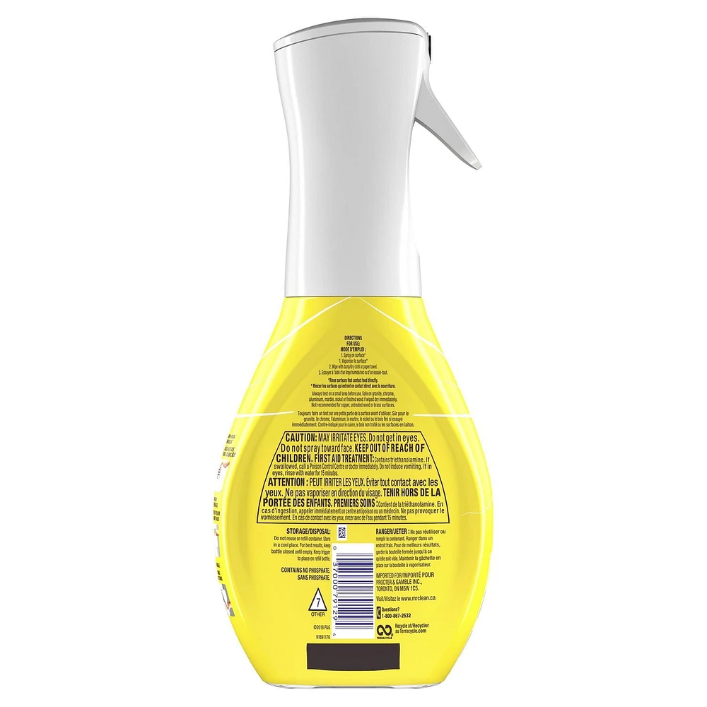Trousse de départ de bruine nettoyante en profondeur multi-surfaces en vaporisateur M. Net Clean Freak, parfum Zeste de citron 1 unité, 473 mL