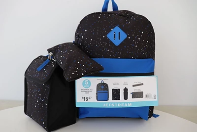 Ensemble de Sac à dos Scolaire Jetstream 5 pièces: Sac à dos pour enfants avec Sac à Lunch, Trousse,  Règle et bouteille d'eau