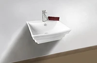 American Imaginations AI- 19,75 pouces Vaisseau blanc de bâti de mur de W pour le perçage de centre de 1 trou