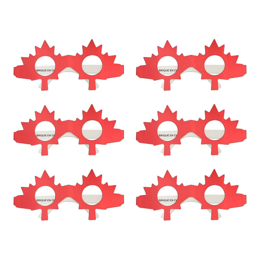 6 CT Canada Maple Leaf Paper Glasses, Partyware